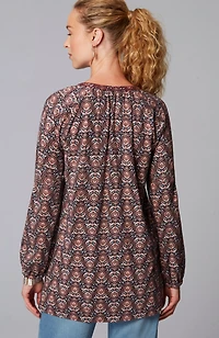 pure jill printed & embroidered knit tunic
