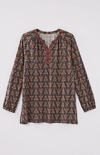 pure jill printed & embroidered knit tunic