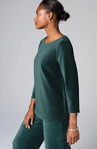 pure jill corded-velour buttoned-back top