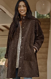 pure jill reversible long teddy coat
