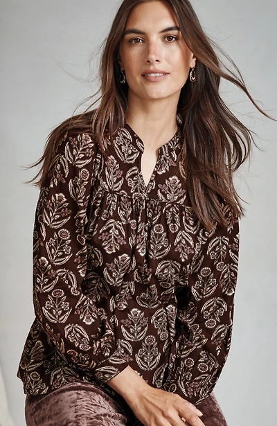 pure jill block-printed paisley top