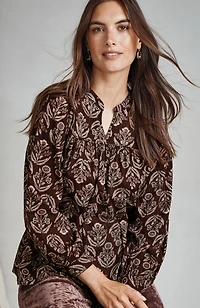 pure jill block-printed paisley top