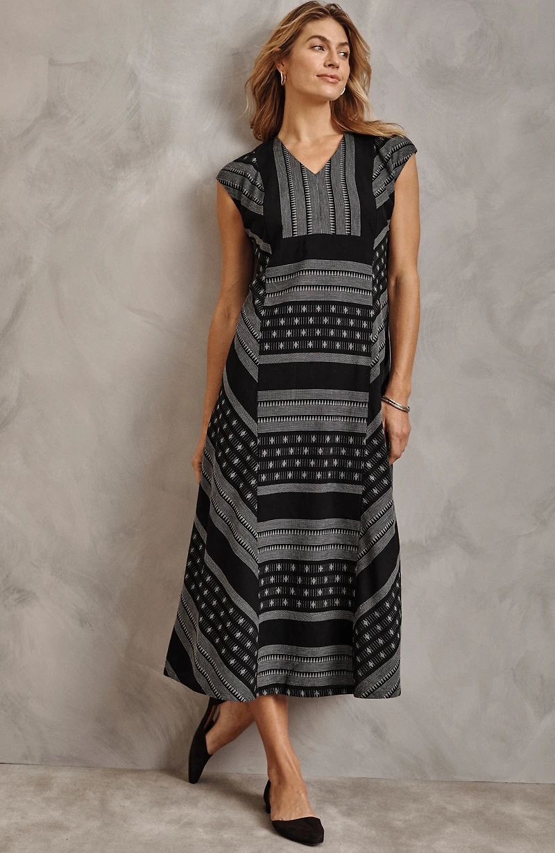 pure jill yarn-dyed dobby maxi dress