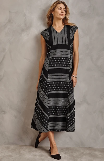 pure jill yarn-dyed dobby maxi dress