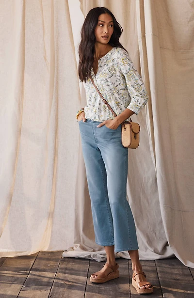 pure jill soft indigo wide-leg crops
