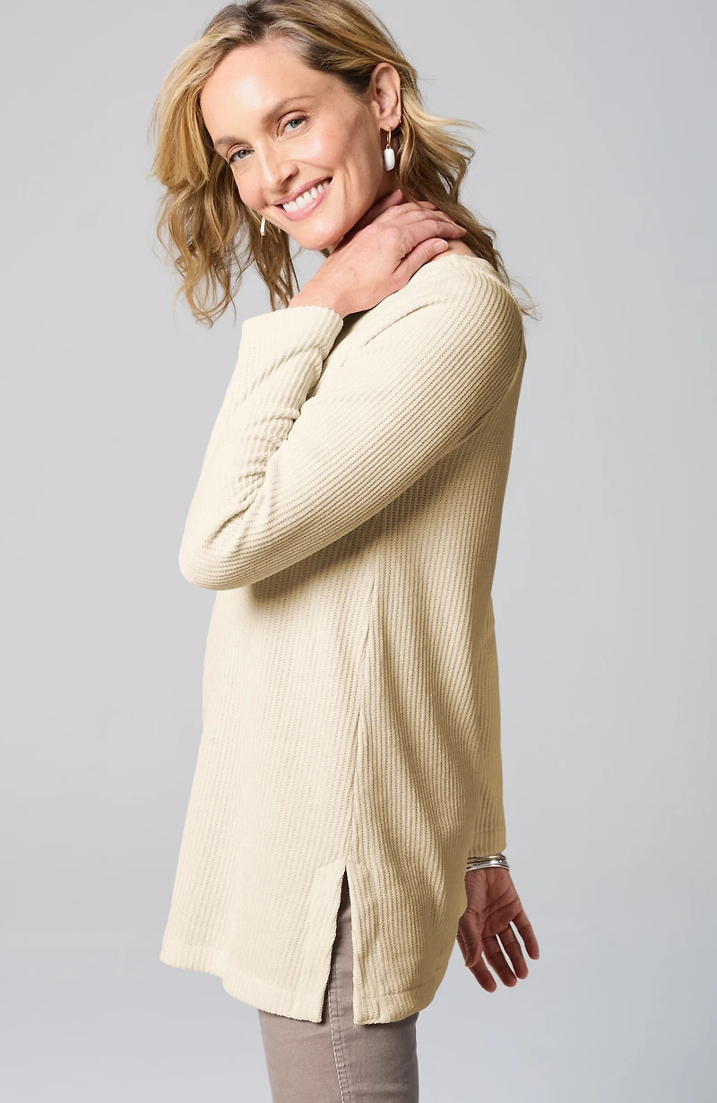 wearever boat-neck chenille tunic