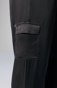 straight-leg satin cargo pants