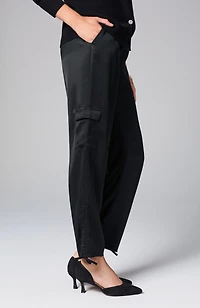 straight-leg satin cargo pants