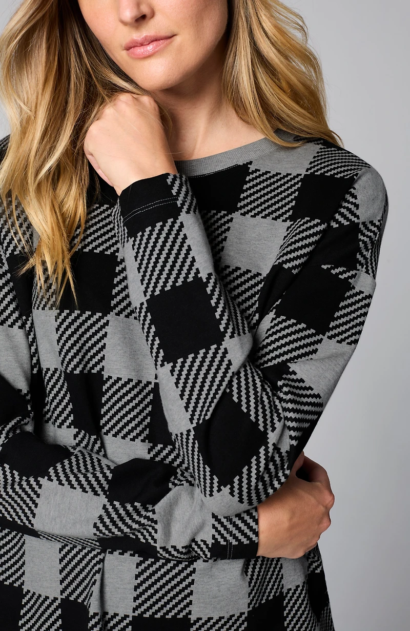 fit french terry plaid sweatshirt