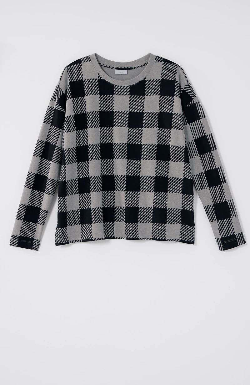 fit french terry plaid sweatshirt