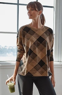 fit french terry plaid sweatshirt