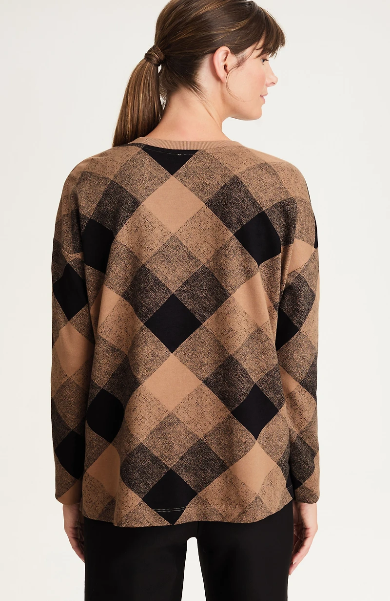 fit french terry plaid sweatshirt