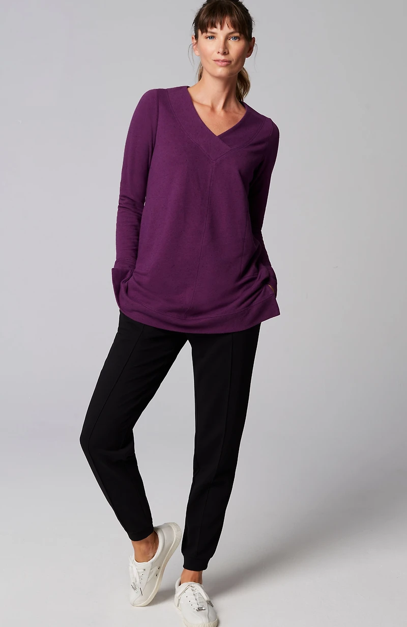 fit tweeded french terry side-slit tunic