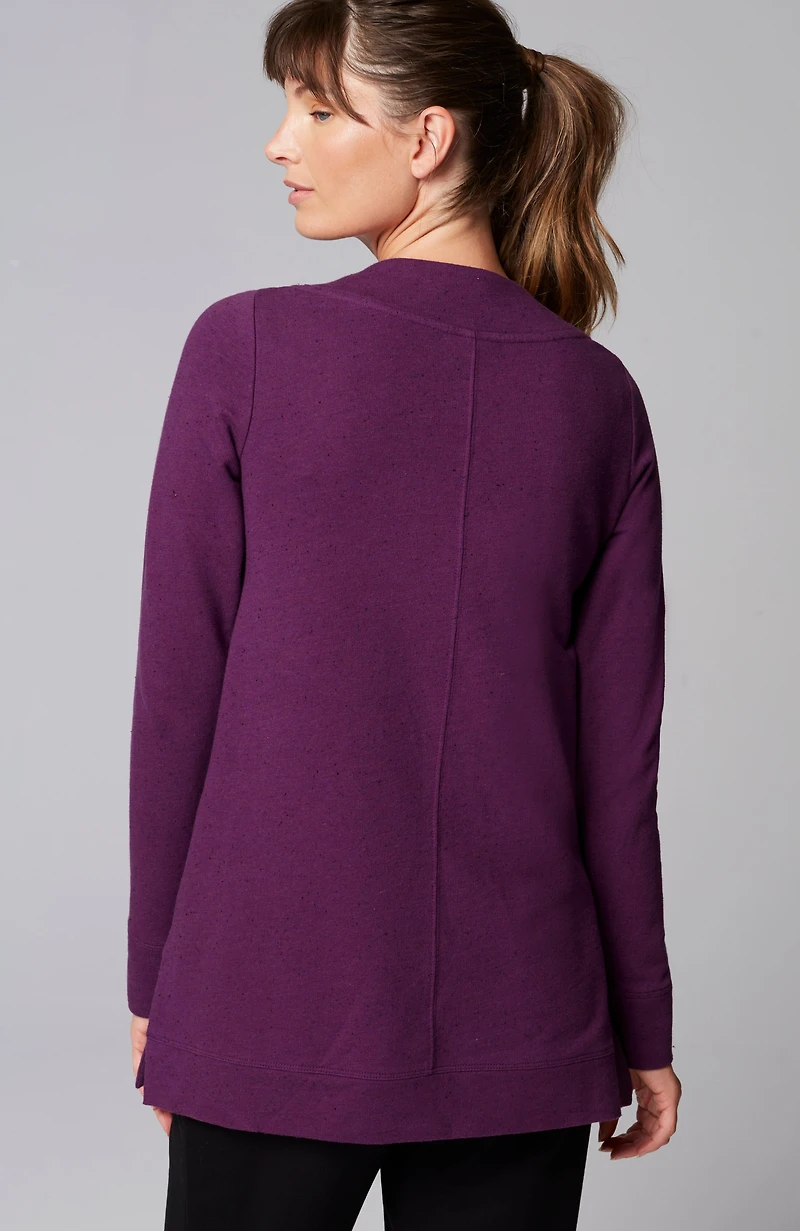 fit tweeded french terry side-slit tunic