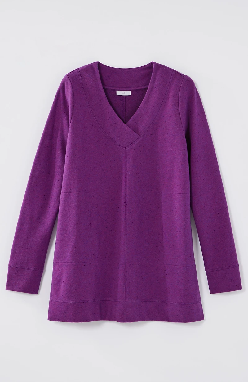 fit tweeded french terry side-slit tunic