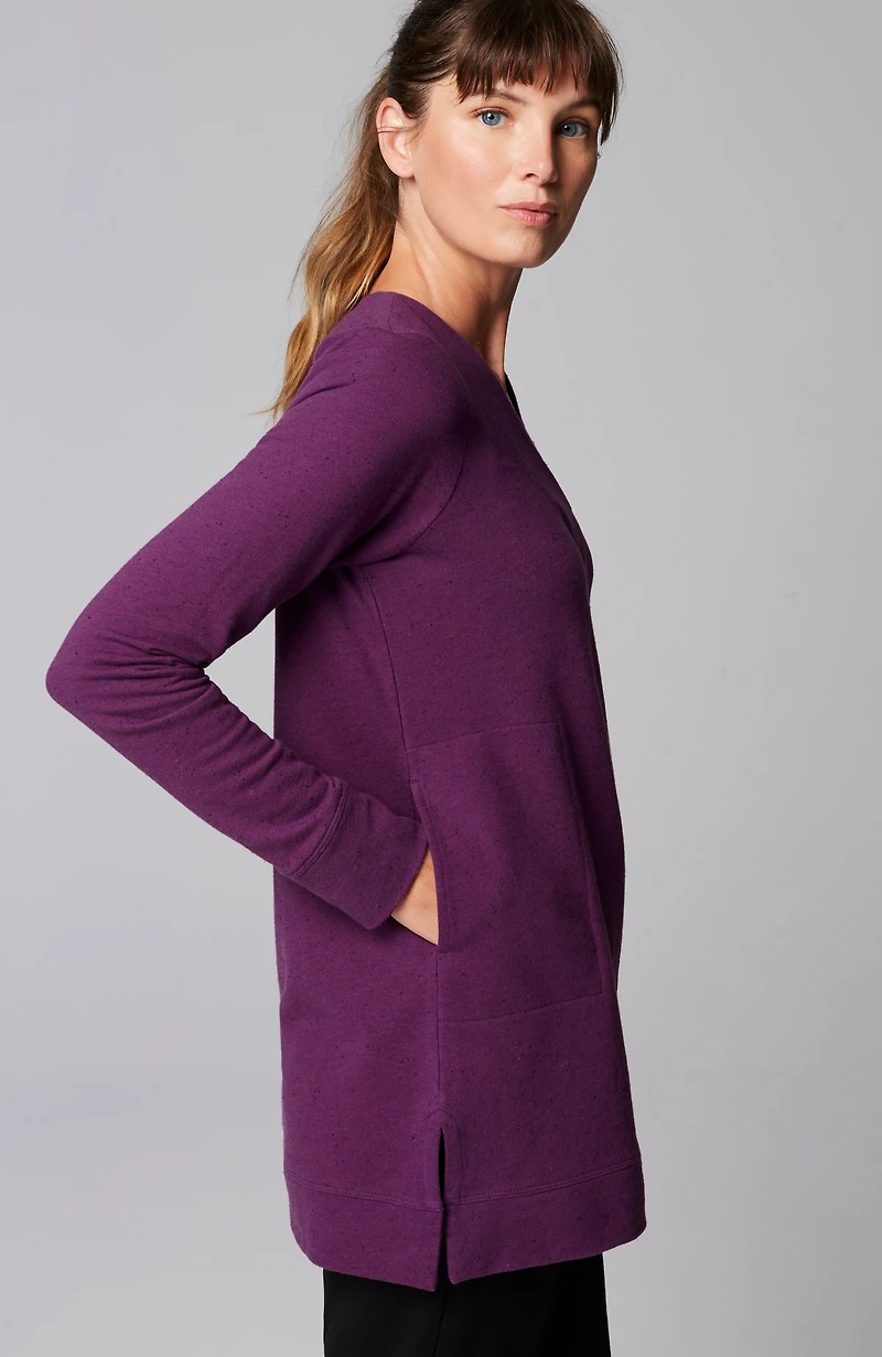 fit tweeded french terry side-slit tunic