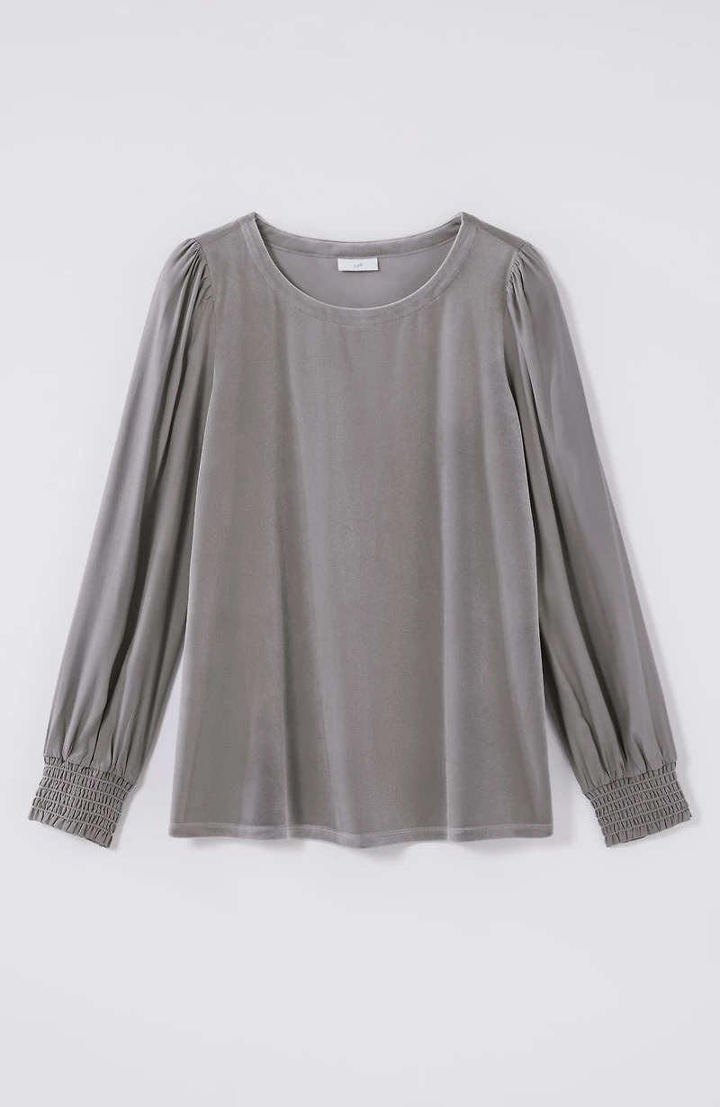 velour mixed-media top