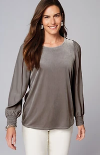 velour mixed-media top