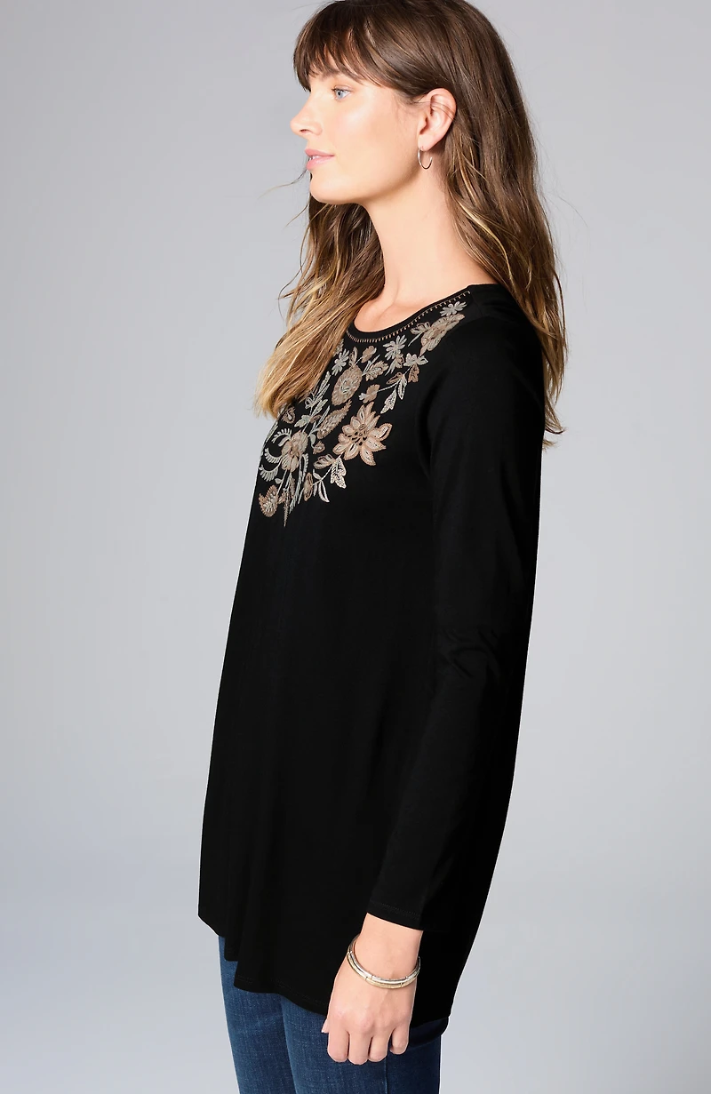 embroidered pleat-back tunic