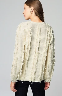 fringed v-neck sweater