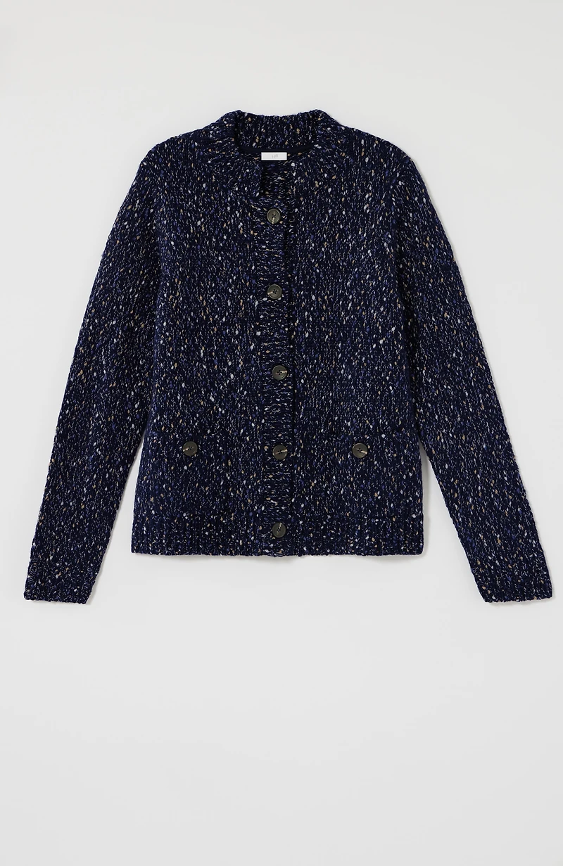mixed-tweed cardi