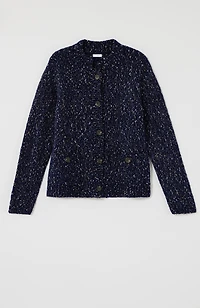 mixed-tweed cardi