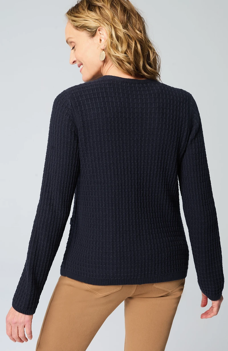 wearever textured crew-neck cardigan