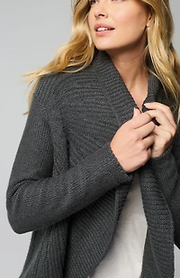 pure jill curved-hem cabled cardi