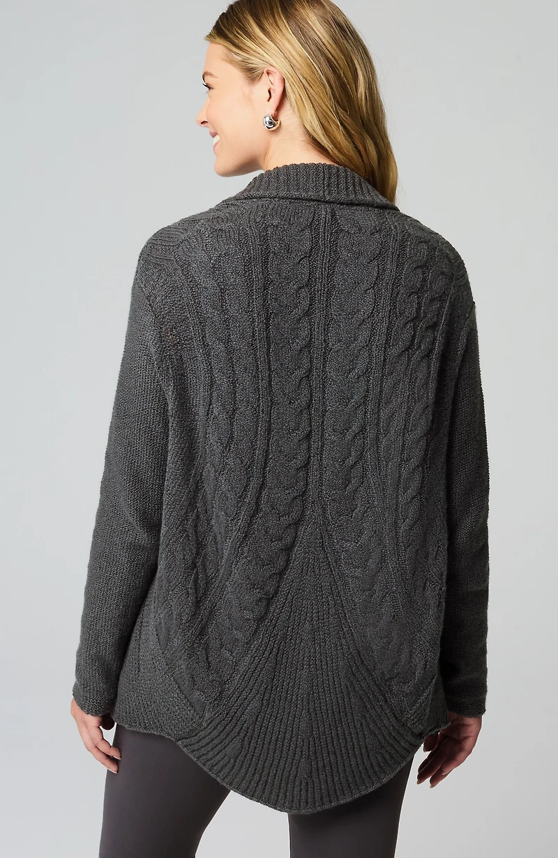 pure jill curved-hem cabled cardi
