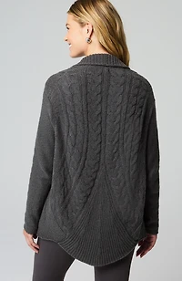 pure jill curved-hem cabled cardi