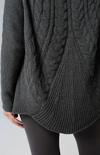 pure jill curved-hem cabled cardi