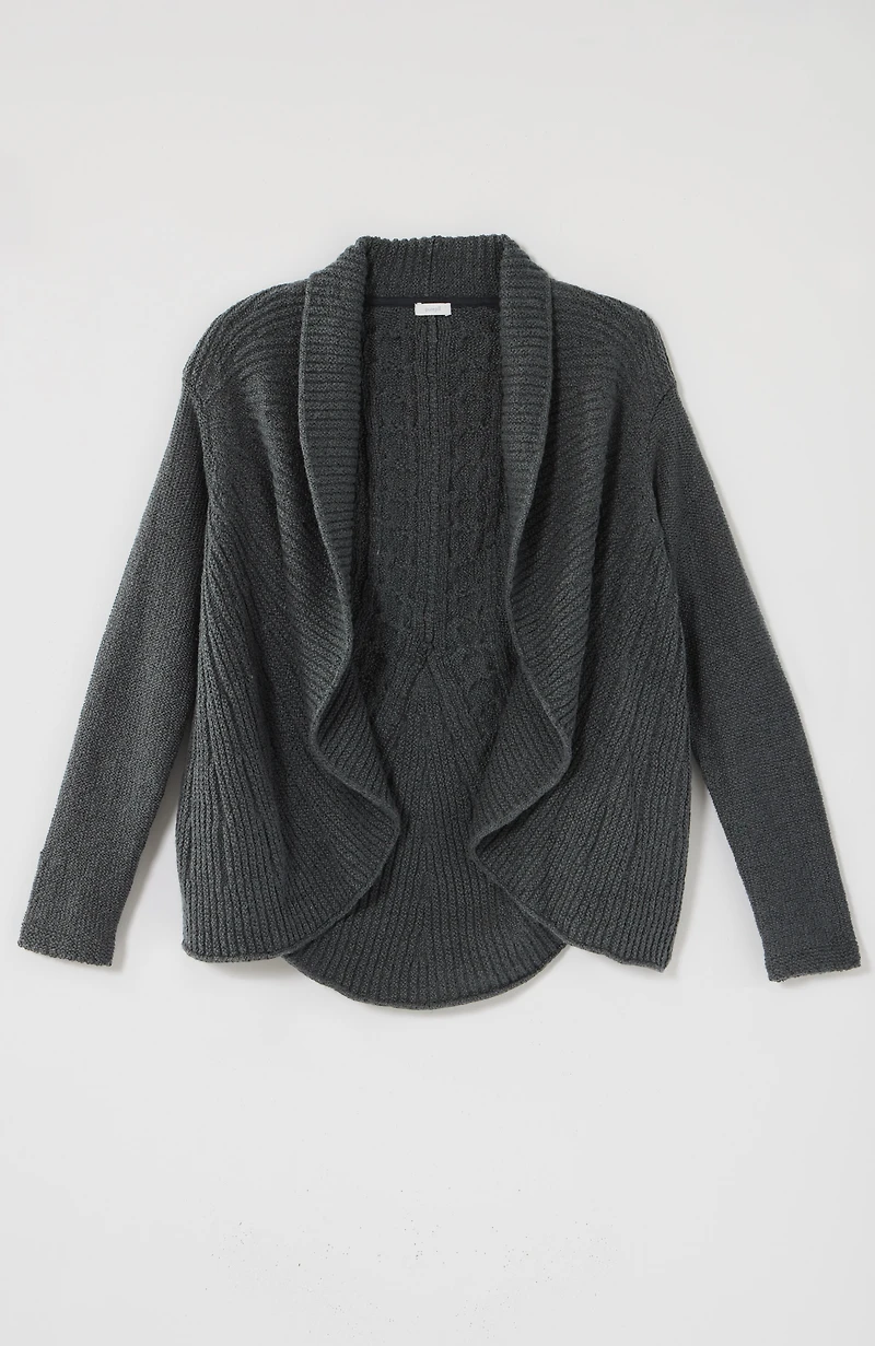 pure jill curved-hem cabled cardi