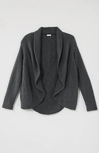 pure jill curved-hem cabled cardi