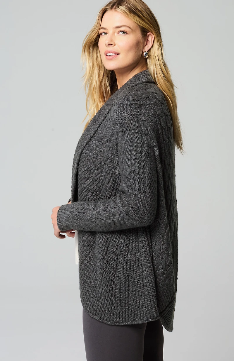 pure jill curved-hem cabled cardi
