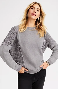 pure jill stonewashed textured sweater