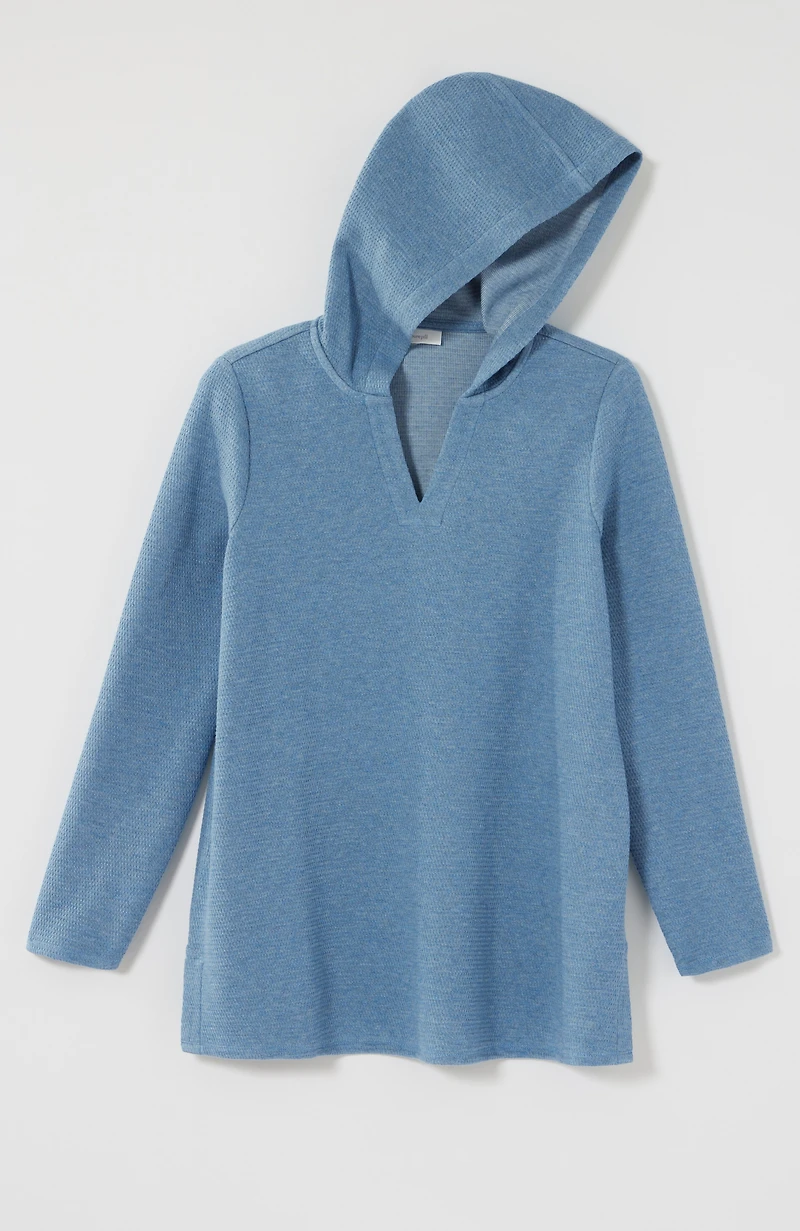 pure jill cotton-blend textured hoodie tunic
