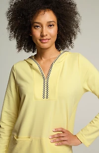 fit elevate terry embroidered hooded tunic