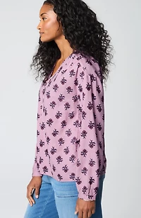pure jill organically grown cotton block-print top
