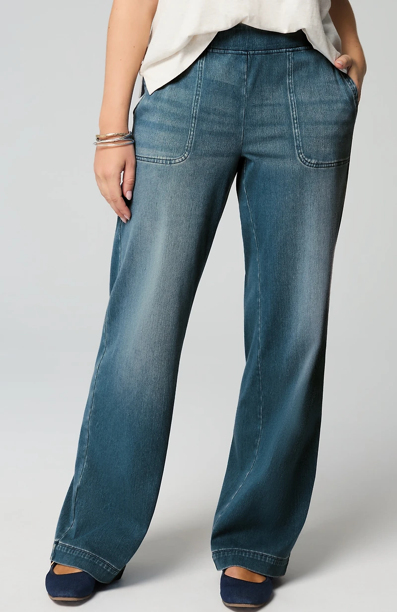 pure jill wide-leg knit jeans