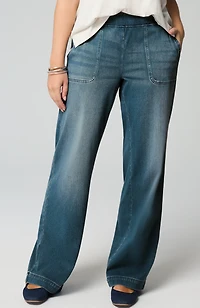 pure jill wide-leg knit jeans