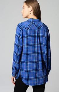 soft crinkled plaid tunic