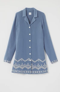 pure jill cotton-gauze embroidered duster jacket