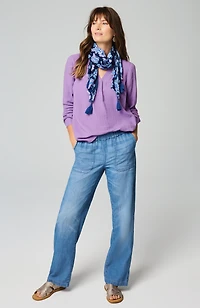 cotton-gauze v-neck top