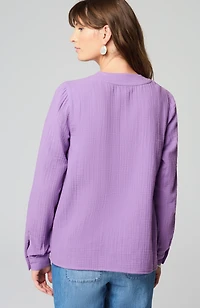 cotton-gauze v-neck top