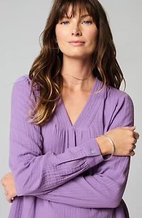 cotton-gauze v-neck top