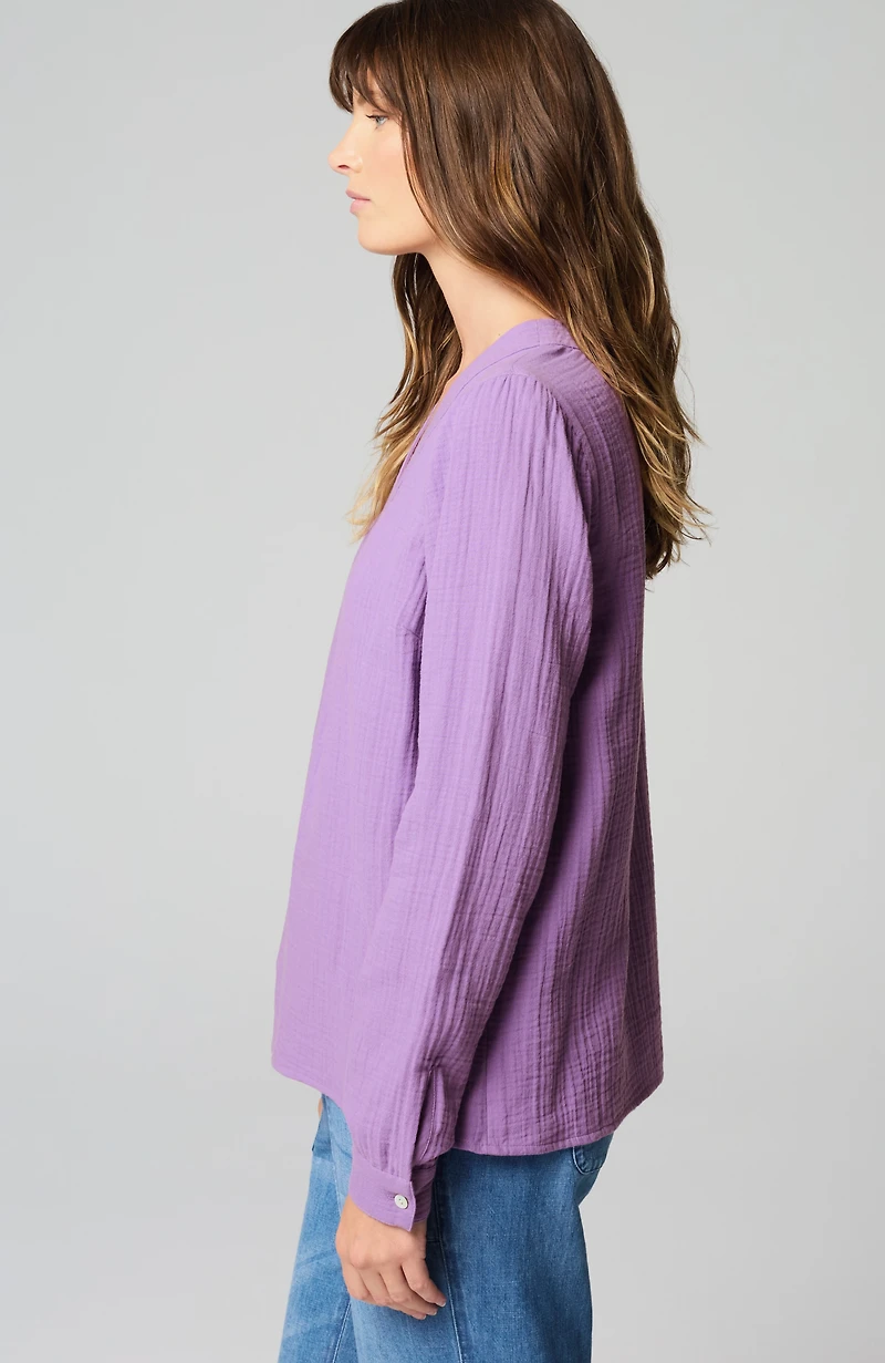 cotton-gauze v-neck top