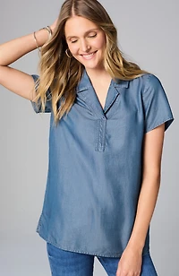 indigo collared top