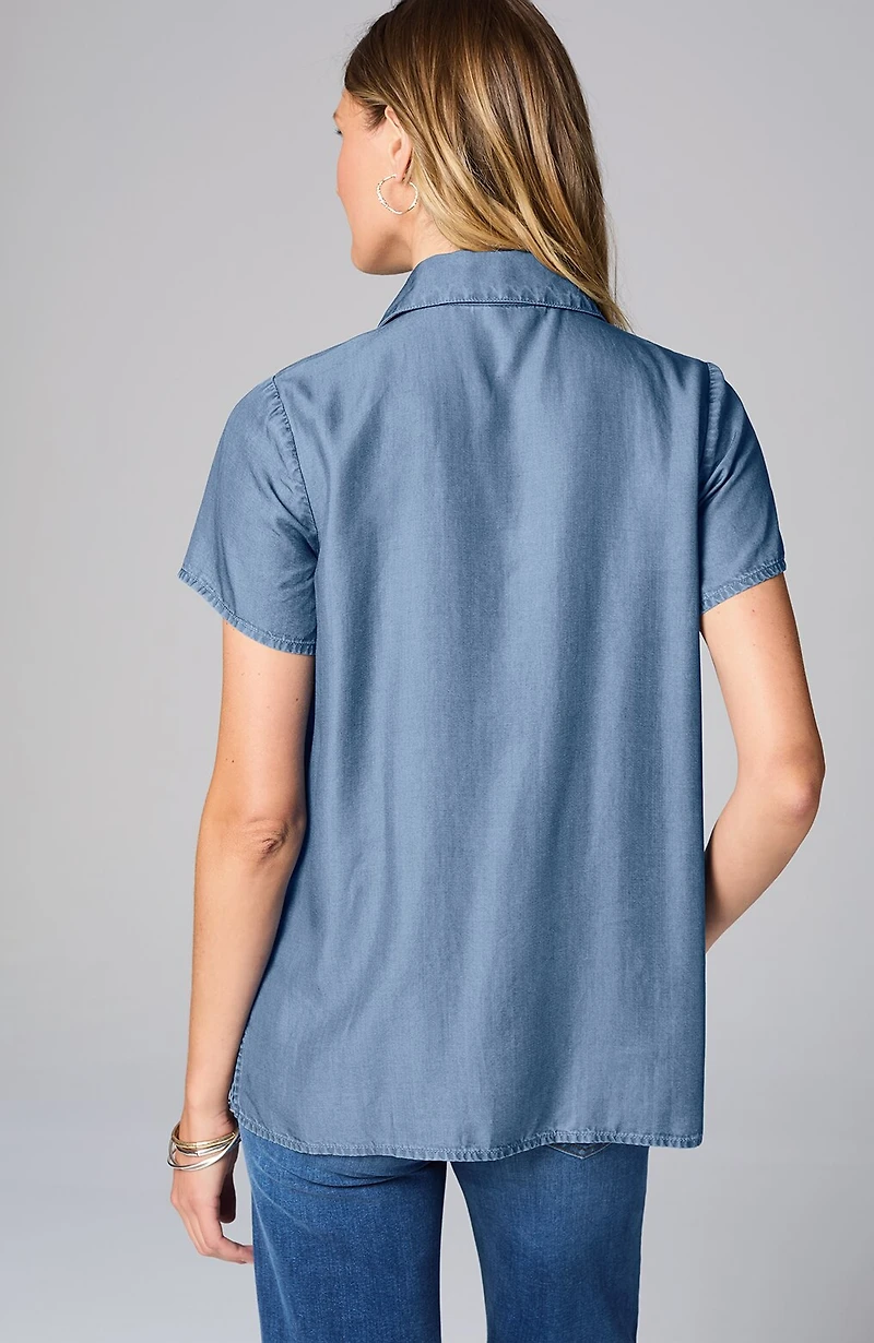 indigo collared top