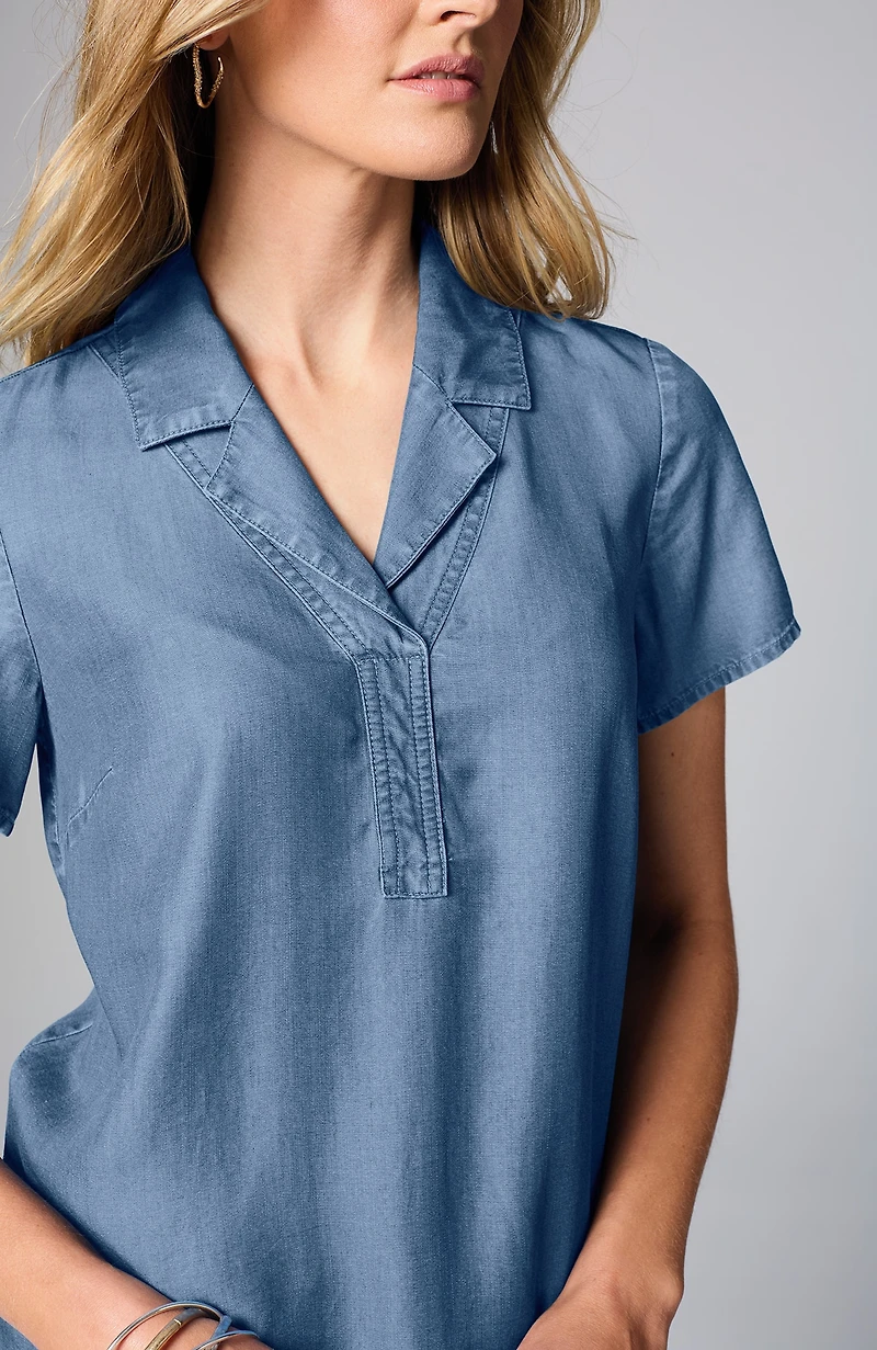 indigo collared top