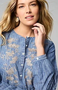 pure jill striped embroidered tunic